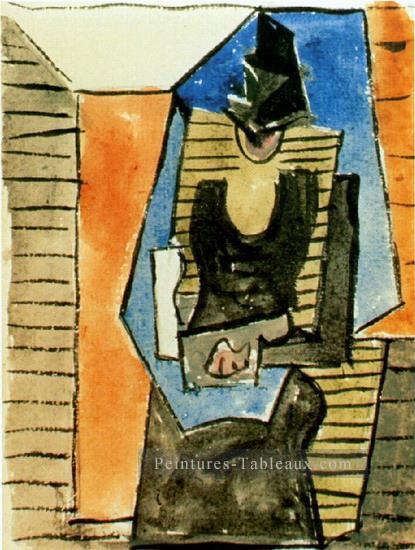 Femme assise au chapeau plat 1945 cubiste Pablo Picasso Peintures à l'huile